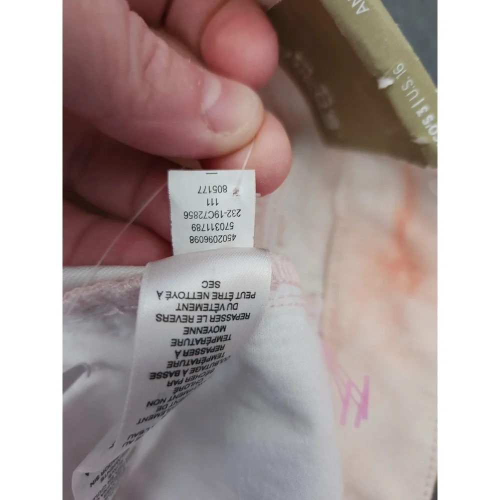 Chicos Perfect Stretch Girlfriend Slim Leg Ankle Peach White Tie Dye Jeans XL